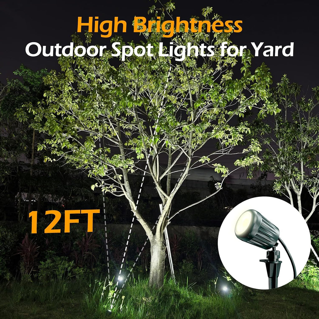 Outdoor Spot Lights,120V Timer Remote Control,IP67 Waterproof,2 Pack, | 6000K Energy saving Landscape Lighting, 5