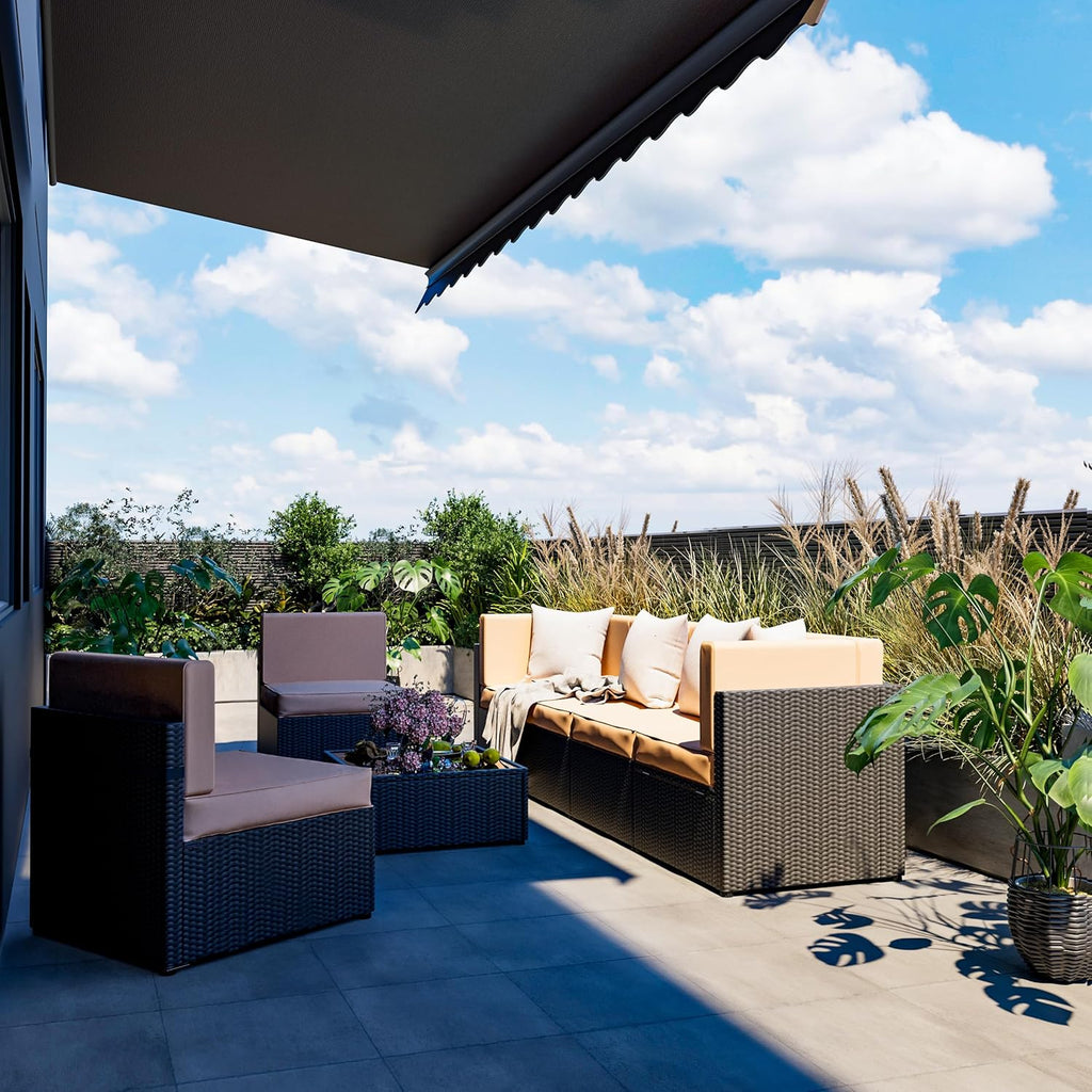 7 Pieces Outdoor Sectional Furniture，Wicker Patio sectional Furniture Sets，All-Weather Rattan Sectional Sofa
