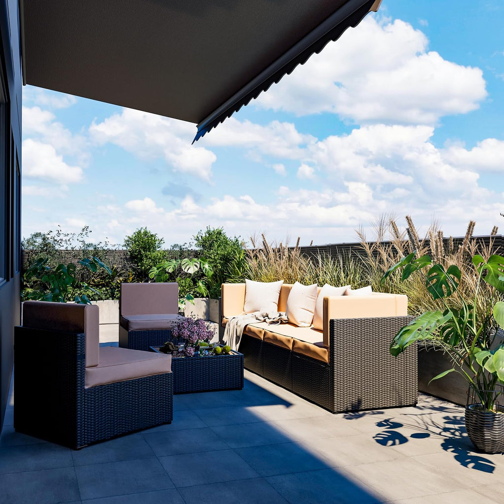7 Pieces Outdoor Sectional Furniture,Wicker Patio sectional Furniture Sets,All-Weather Rattan Sectional Sofa