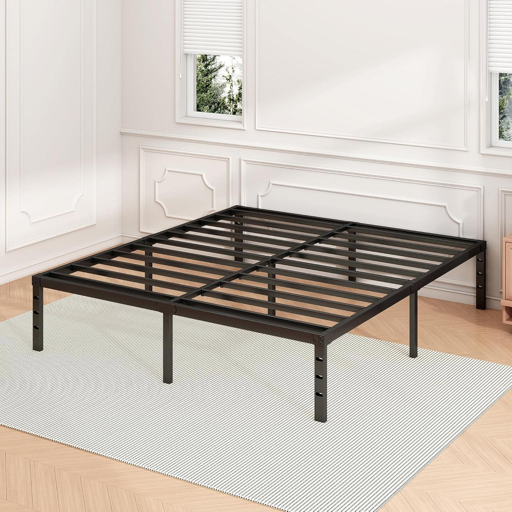 18 Inch Full Bed Frame - Sturdy Metal Platform Full, No Box Spring Needed, Heavy Duty, Easy Assembly