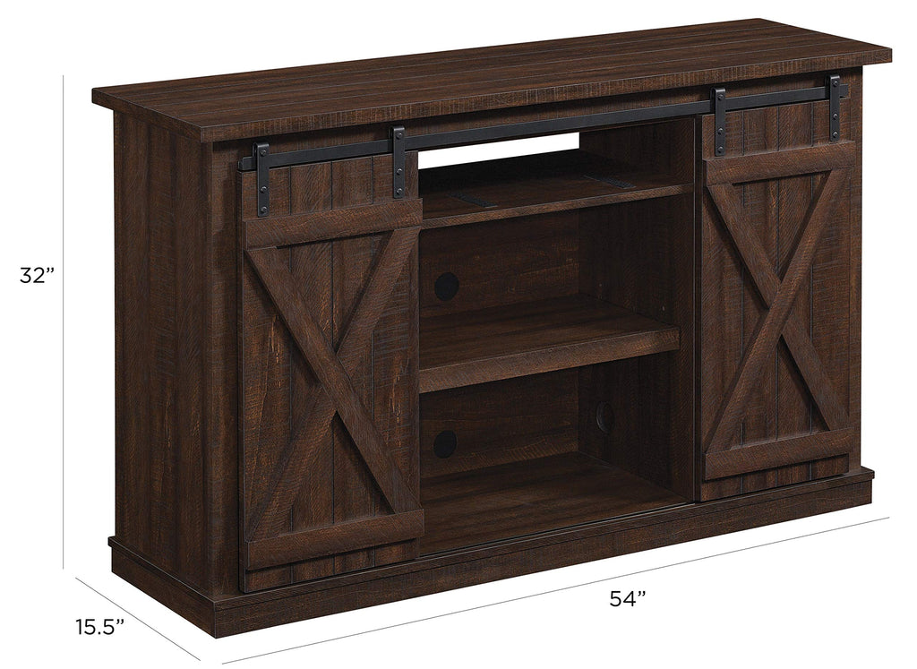 Sliding Barn Door TV Stand, Sawcut Espresso