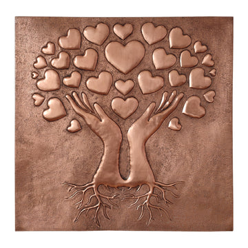 Kitchen Backsplash, Hearts in Praying Hands Copper Backsplash, Custom Copper Backsplash Panel, Handmade Copper