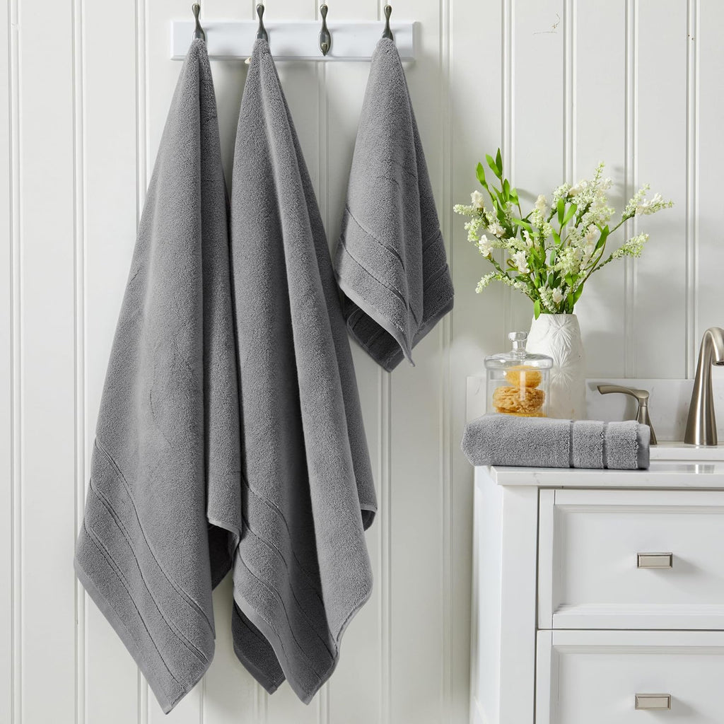 Luxury Turkish Cotton Bath Towels Set | 2-Pack | Grey | 100% Turkish Cotton | Premium Bath Towels | Ultra Soft Thick