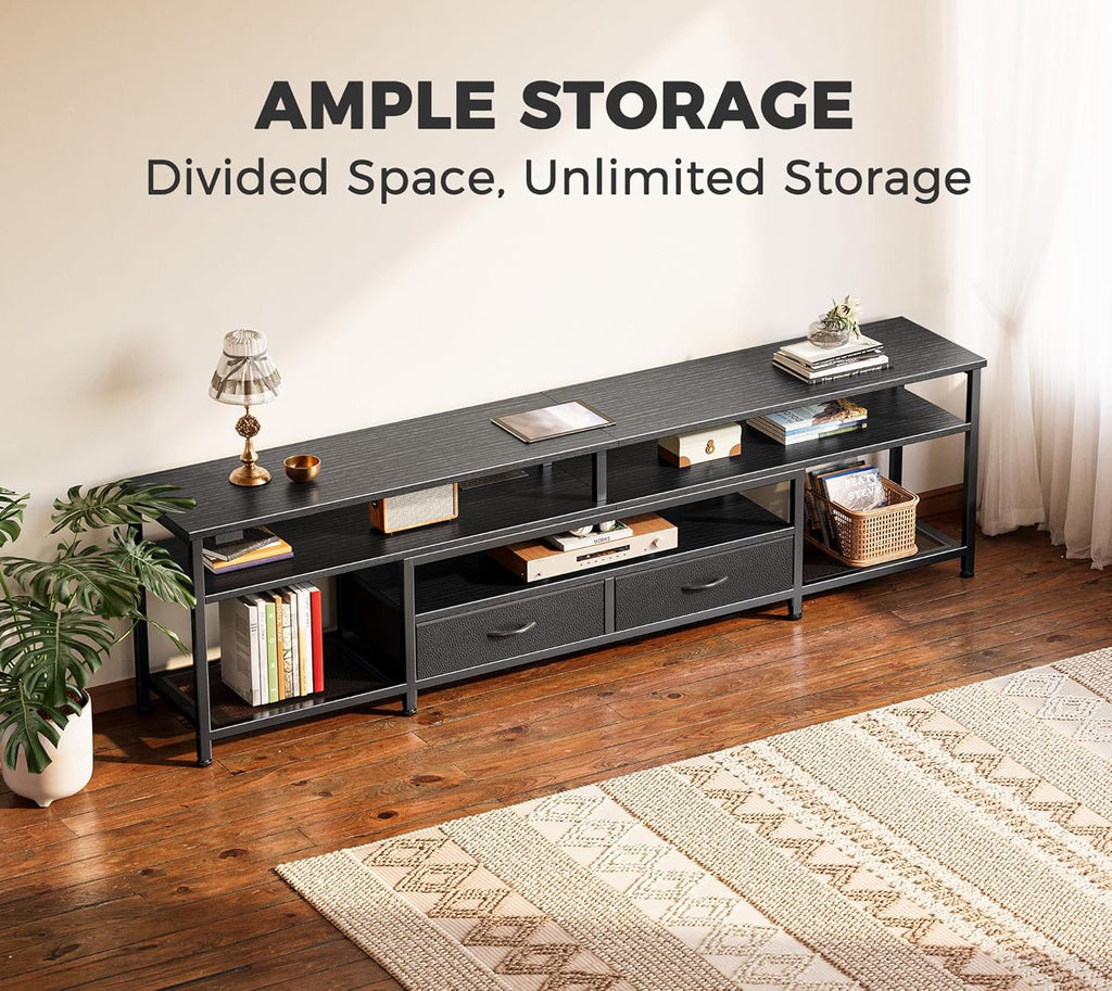 TV Stand for 75 80 Inch TV, Entertainment Center with Power Outlets and LED Lights, 70.9 Inch TV Console for Living