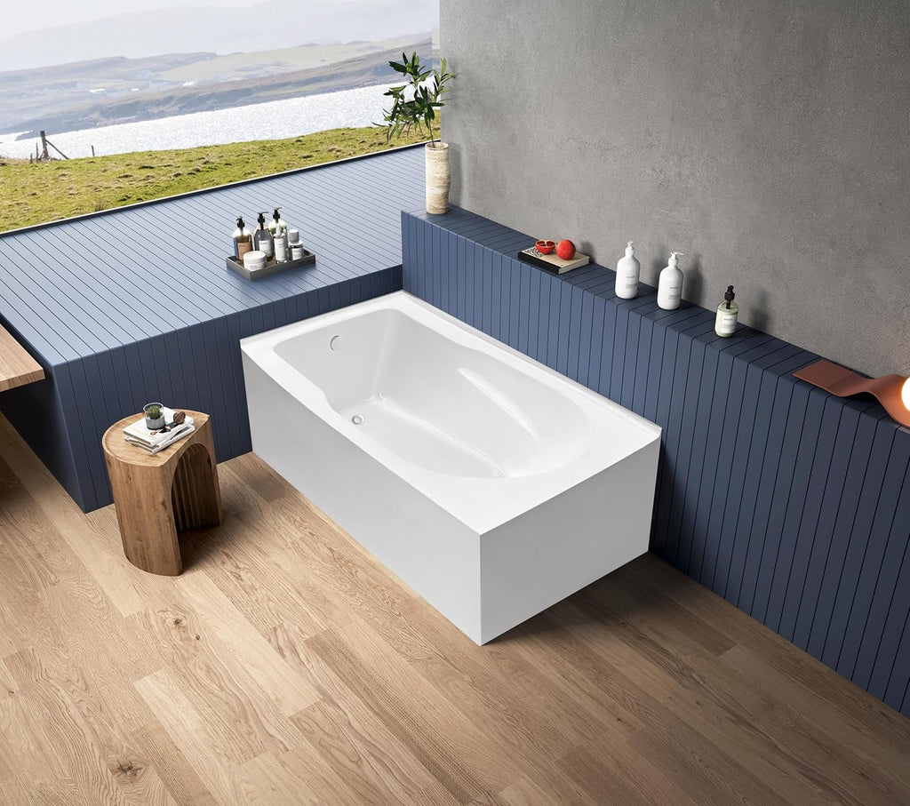 VTAM6032L21TS 60-Inch Acrylic 2-Wall Corner Alcove Tub with Left Hand Drain, White