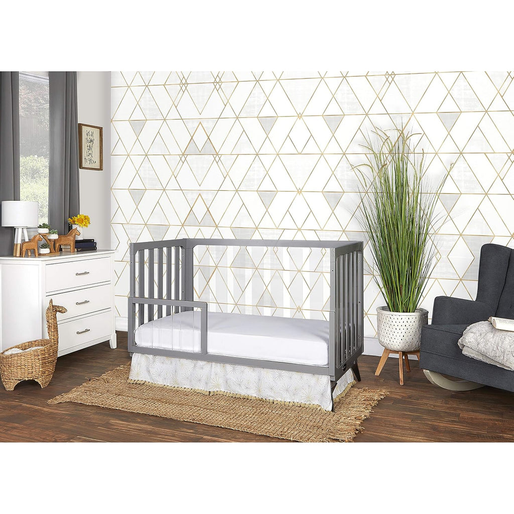 Acrylic 4 in 1 Convertible Crib Toddler Rail I Easily Coverts to Toddler Bed & I Acrylic Slats, Pebble