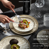Dinnerware Sets, 12-Piece Plates and Bowls Set, Stoneware Dish Set for 4, Ceramic DinnerwareRestaurant