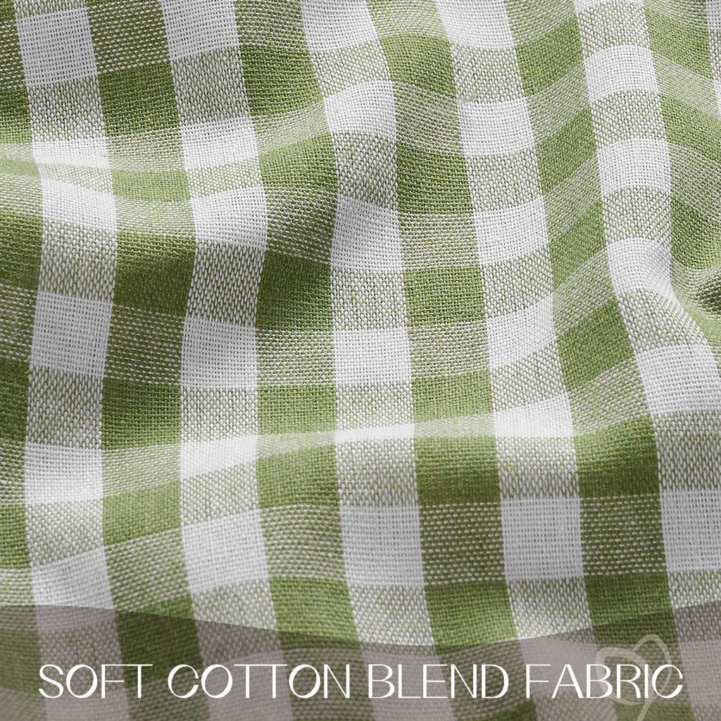 Gingham Ruffled Tablecloth Rectangle, 60 x 84 Inch, Sage Green