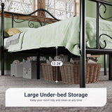 Full Bed Frame with Headboard,Metal Bed Frame with Butterfly Pattern Design Headboard & Footboard,No Box Spring