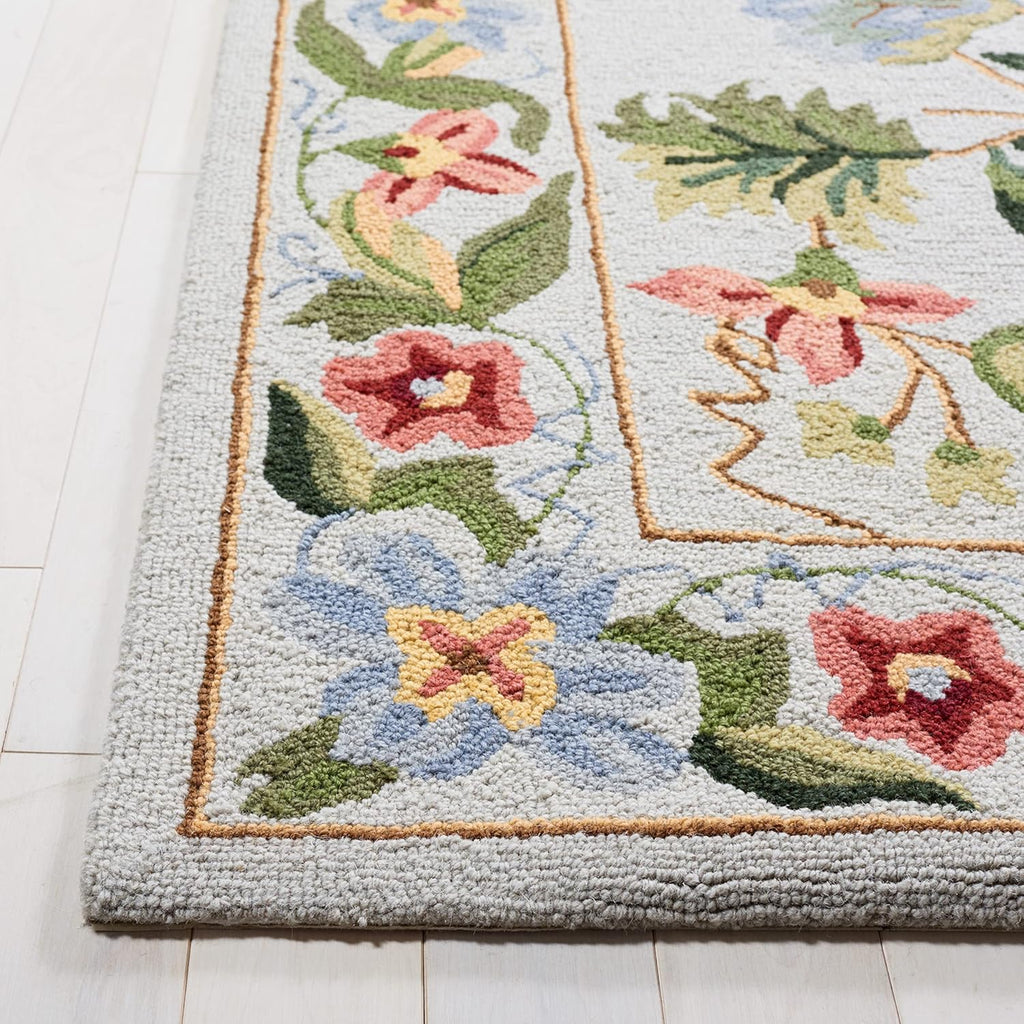 Area Rug 8x10 - Chelsea - Large - Grey, Hand-Hooked French Country Floral Wool