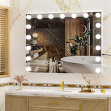 32" x24” Hollywood Vanity Mirror with Lights - Makeup Mirror with 17 Dimmable LED Bulbs, 10X Magnification, Touch