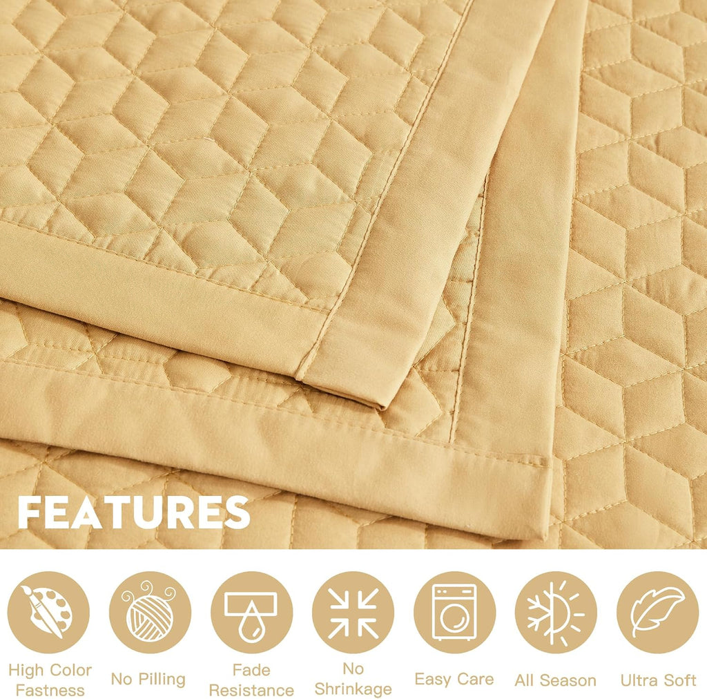 Oversized King Bedspread 128x120 Extra Wide, Diamond Geometric Quilt Set King/Cal King, Lightweight Reversible