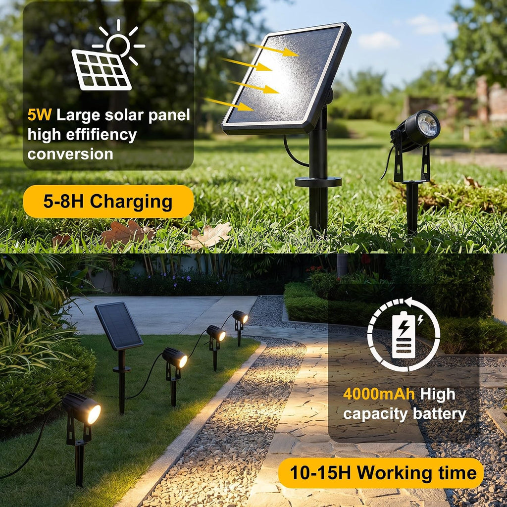 Solar Spot Lights Outdoor Palm Tree Uplights 4pack 2-in-1 Stake&Wall Mounted Landscape Spotlights IP65 Waterproof for