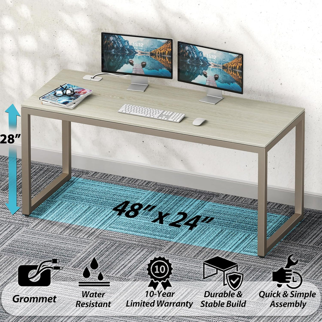 48-Inch Commercial-Grade Office Computer Desk, Maple