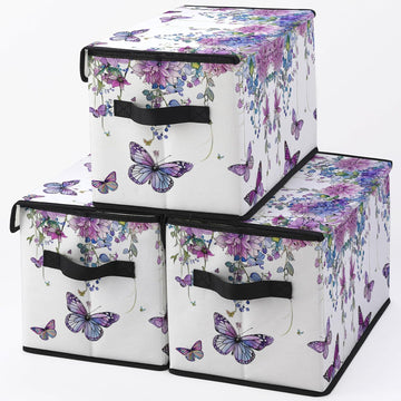 Fabric Storage Bins with Lids,Under Bed Storage Containers 3Pack | Stackable Clothes Storage Bins with Lids,Closet