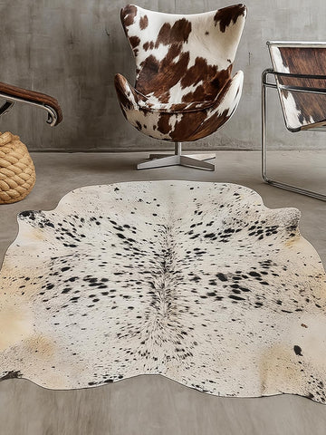 Genuine Cowhide Rugs - Natural Leather Hide Rugs - Vintage Style Real Cowhide Rug for Room & Home Décor (White &