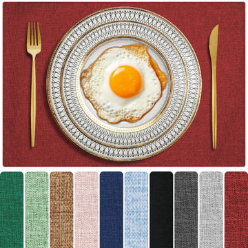 Cloth Placemats Set of 4, Cotton Linen Blend Place Mats, Red