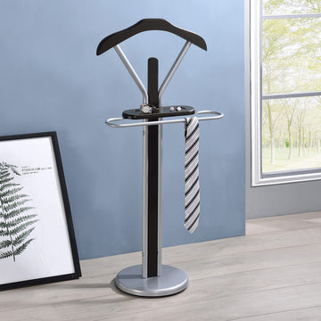 Kings Brand Silver/Walnut Finish Wood & Metal Suit Valet Rack Stand Organizer