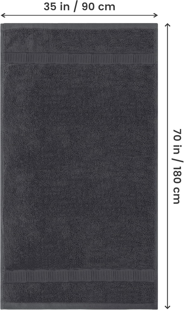 Jumbo Bath Sheets, 2 Pack, 35x70 in, 600 GSM Cotton, Grey | Extra Large Ring Spun Cotton Bath Sheets - Soft, Plush