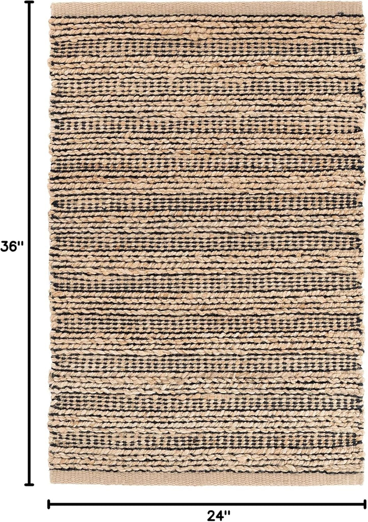 Simba Black Solid Handwoven Rug, 2'x3'