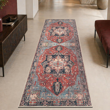 Vintage Washable Runner Rug, Non-Slip Low Pile, 2x7