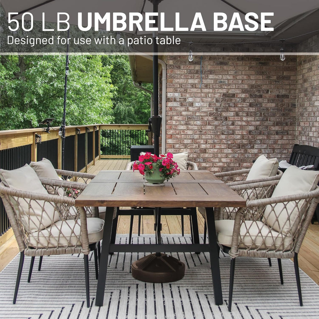 Durable 50 Pound Fillable Umbrella Base Designed to be Used with a Patio Table - Bronze