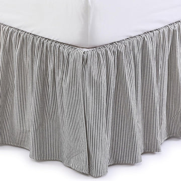 Stripe Ruffled Bed Skirt 16" Drop, Grey