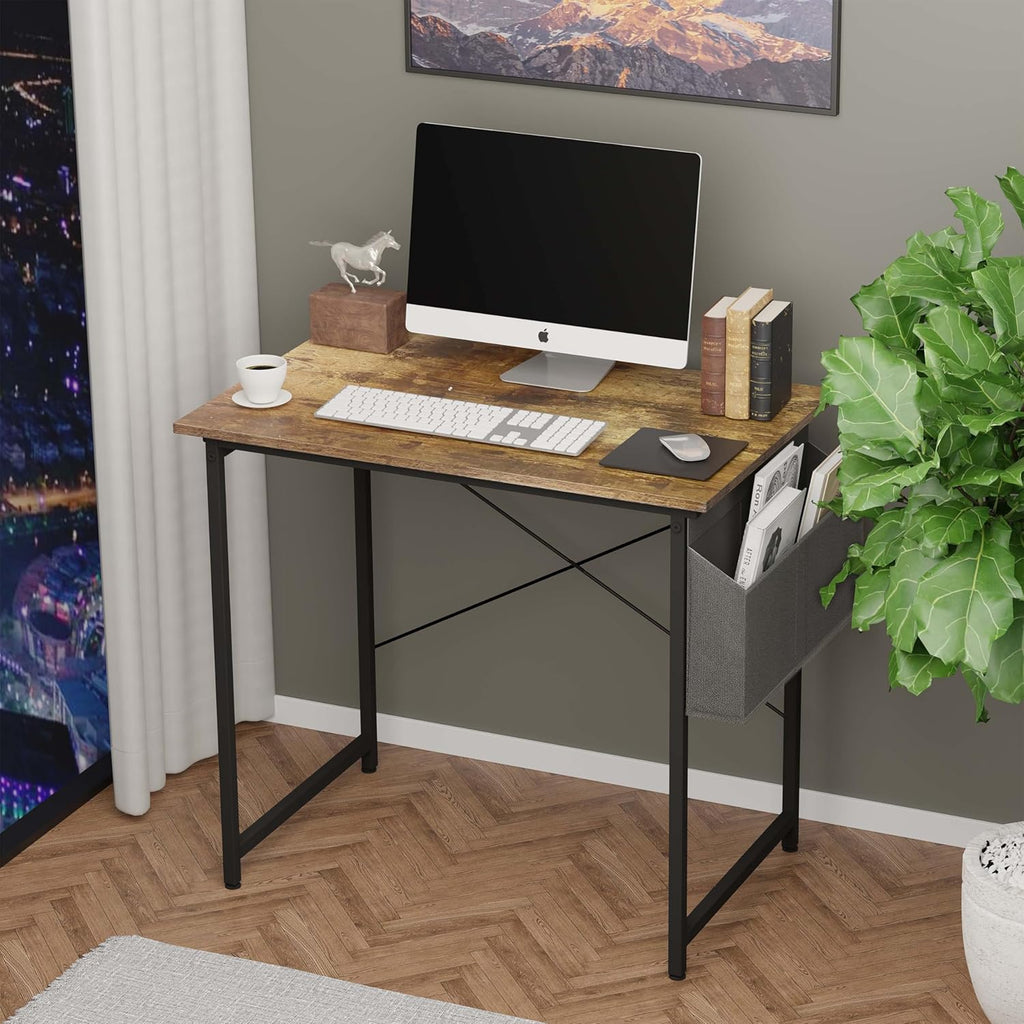 Small Space Writing Desk with Headphone Hooks, Modern Simple Design, Suitable for Study, Home Office and Living Room