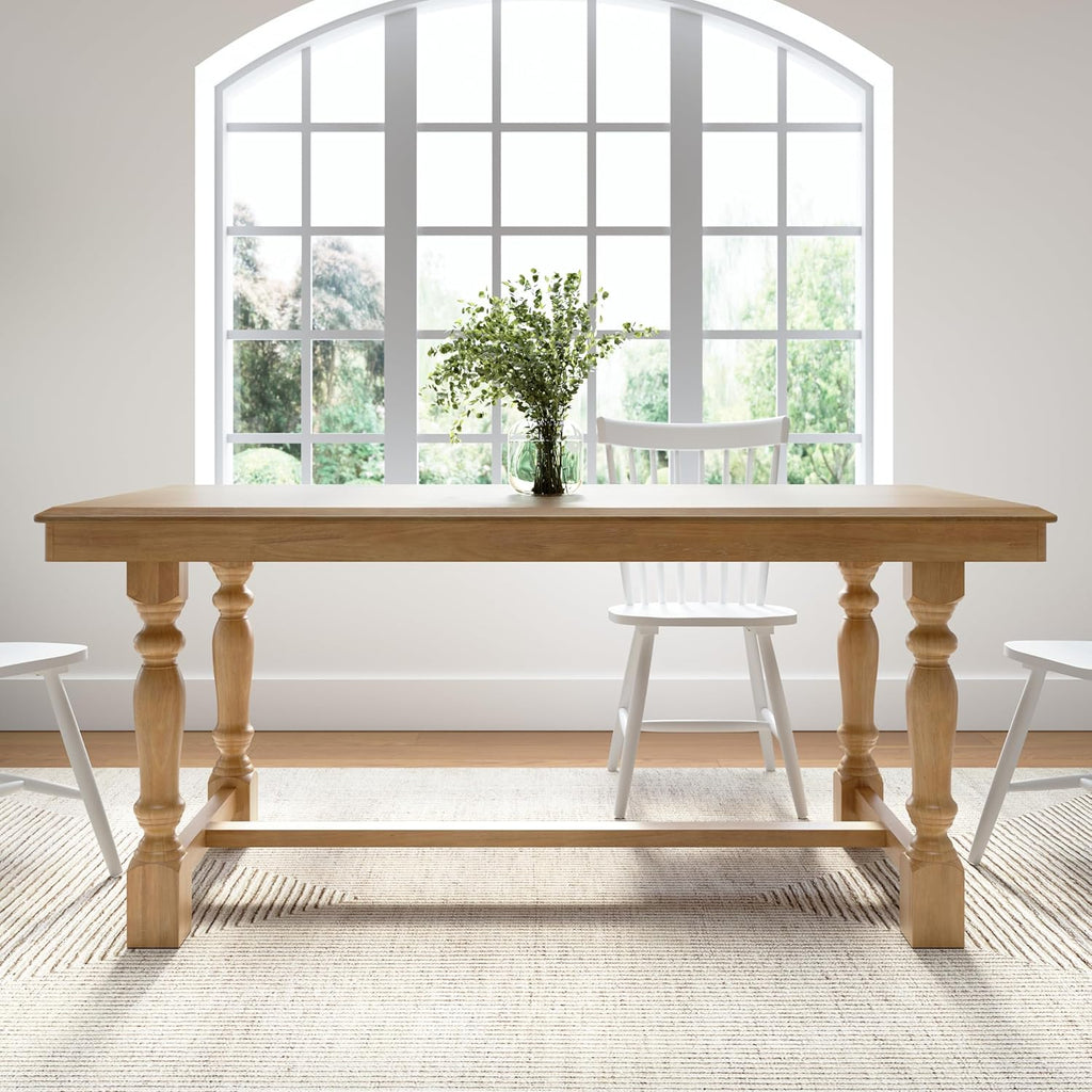 67-Inch Dining Table for 4-6 People, Squire Trestle Farmhouse Rectangular Wood Dining Room Table, Kitchen, Living