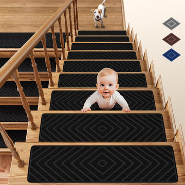 Black for Wooden Steps 15 Pack 30" X 8" Non Slip Stairs Runner