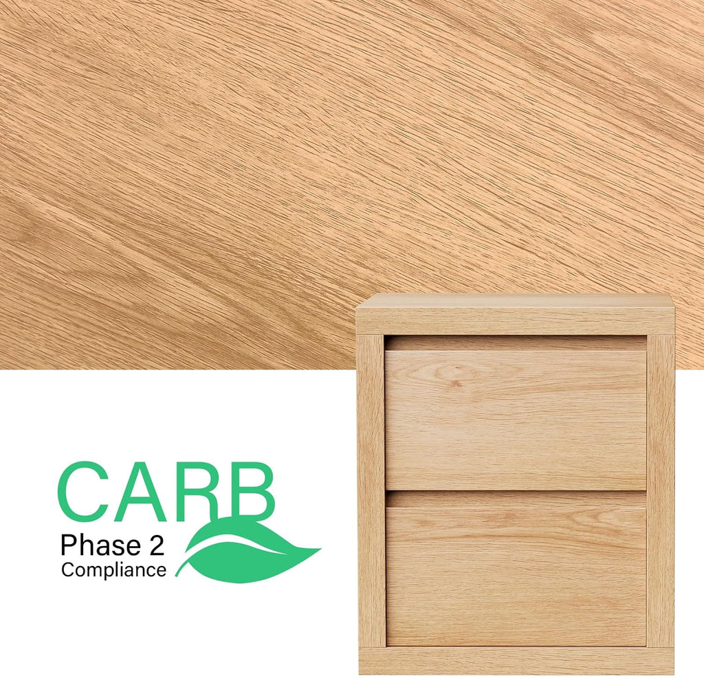Nightstand with 2 Drawers, Modern Bedside Table with Handless Design, Wood End Table with Thickened Design, Night