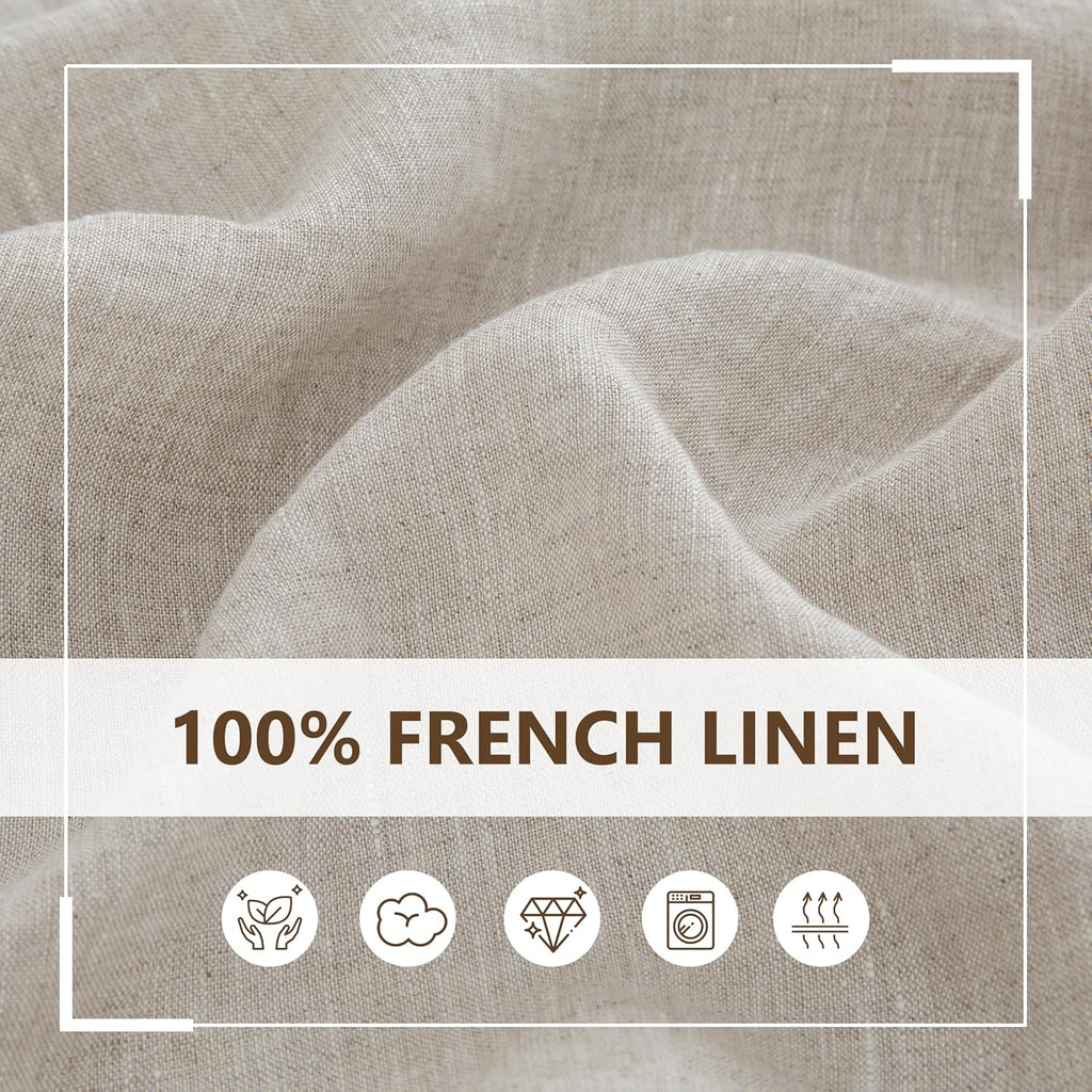 Linen World Linen Tablecloth,100% French Linen Natural Tablecloth 90" x 60" Inch,Washable Rectangula