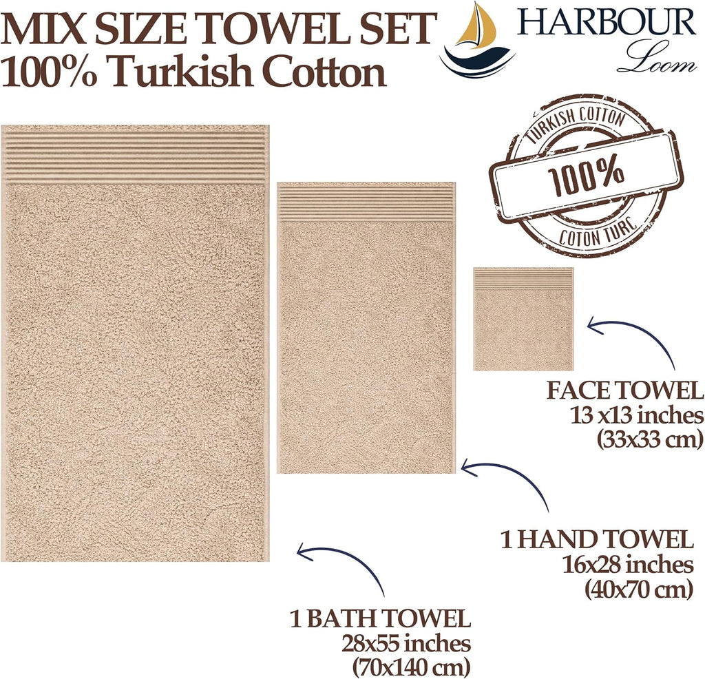 Boulevard Series 3-Piece Mix Size Luxury Bathroom Towel Set - Includes Bath Towel, Hand Towel & Washcloth, Soft 600