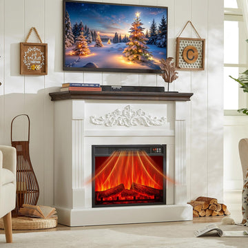Electric Fireplace with Mantel, 40" Electric Fireplace, Fireplaces Entertainment Center