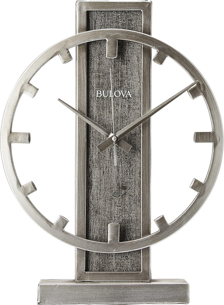 Bulova B1864 Streak Tabletop Clock, Aged Silver-Tone 2.63 x 12 x 16