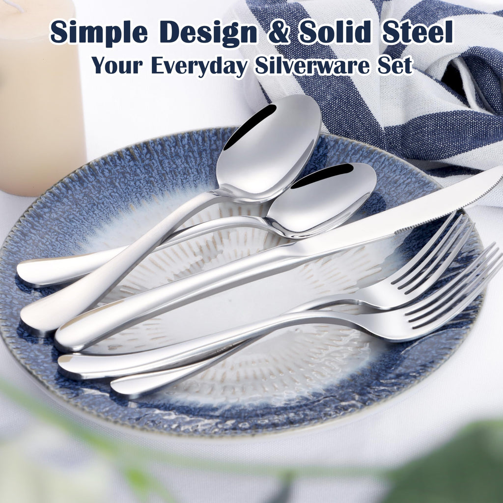 Heavy Duty Silverware Set for 4, 20 Pcs Stainless Steel Flatware Set