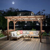 13' x 6.5' Wooden Grill Gazebo Metal Roof, Bulbs, Bar Counte - Image 3