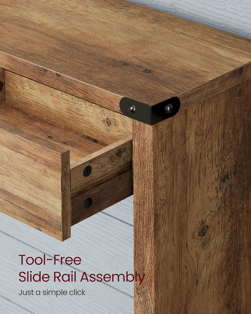 Sofa Console Table, 47.2 Inches Narrow Entryway Table with 3 Drawers, Bottom Shelf, Metal Corners