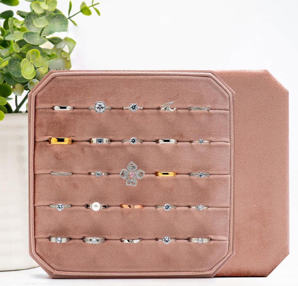 Multiple Velvet Ring Storage Organizer Display Tray Jewelry Box