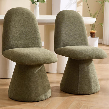 Swivel Dining Chairs Set of 2, Mid Century Modern High Back Chenille Upholstered Dining Room Chairs Kitchen