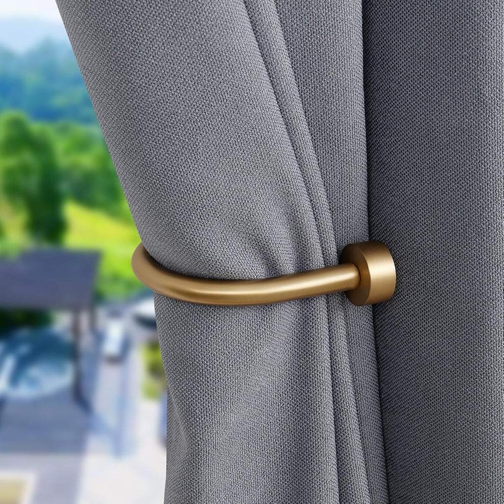Drapery Holdback,Matte Black Metal Window Curtain Holdback (Warm Gold)