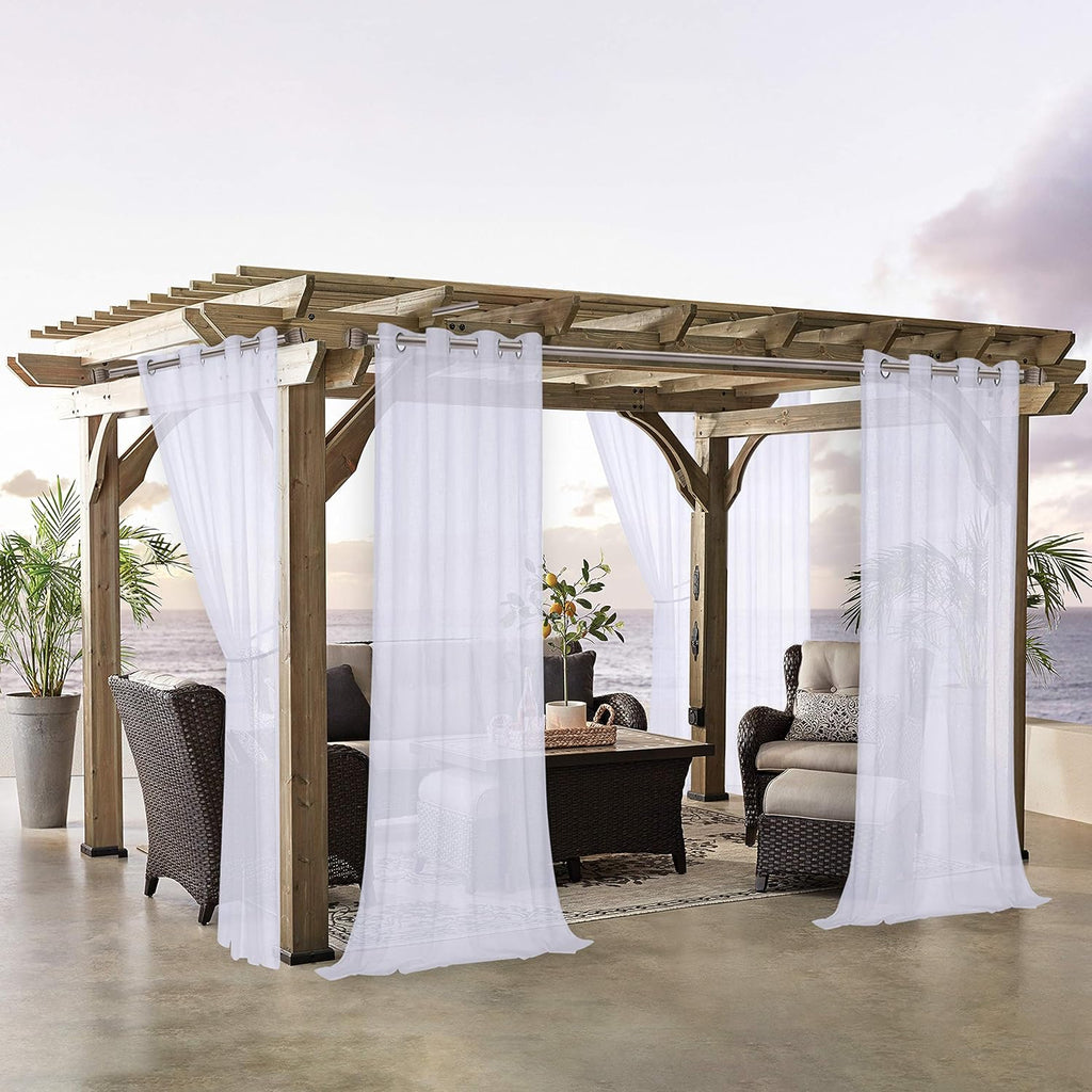 Burlap Linen Look Outdoor Curtain 2 Panels