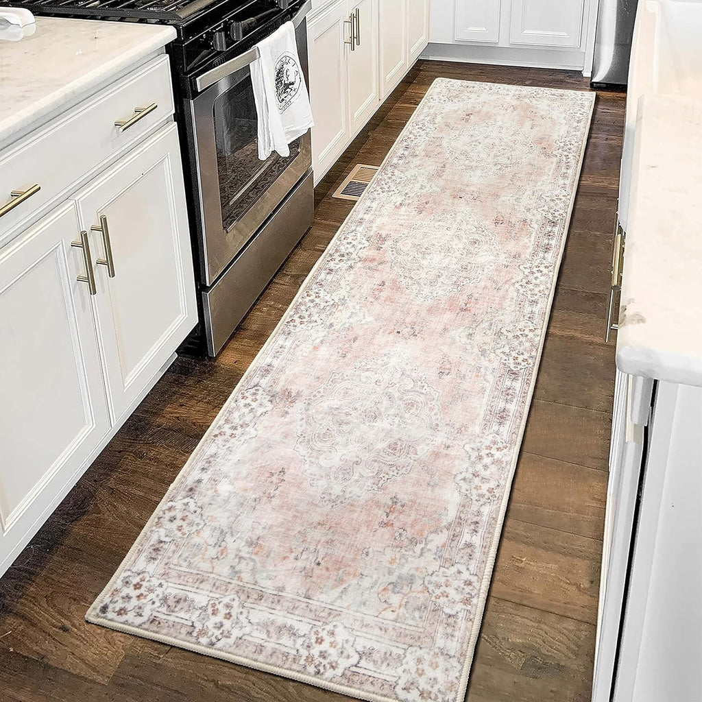 Hallway Runner Rug 2'x8' Pink Long Rug Runners Boho Machine Washable Non Slip Carpet