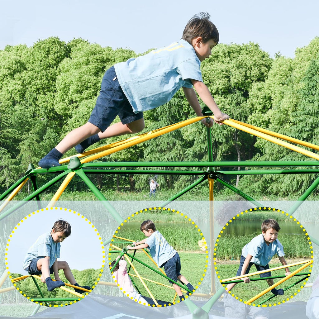 13ft Geometric Dome Climber Play Center, Kids Climbing Dome Tower, Rust & UV Resistant Steel Frame Supports 1000 Lbs
