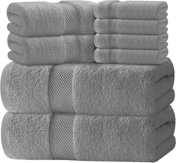 Luxury Bath Towel Set of 8 Pieces - 100% Turkish Cotton Highly Absorbent Towels , 2 Luxury Bath Towels 700GSM, 2 Hand