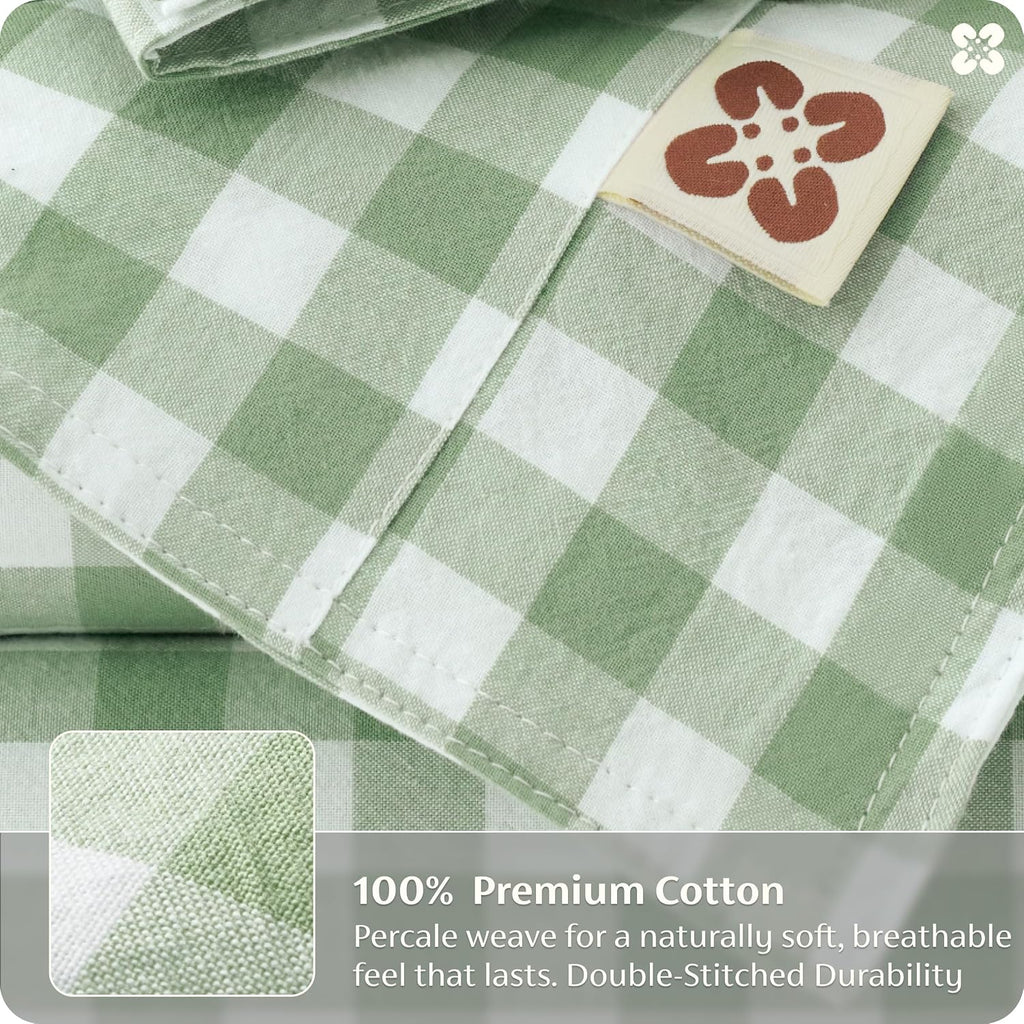 Gingham Duvet Cover, 100% Washed Cotton Duvet Cover Linen‑Like, PureWoven with Reversible Yarn‑Dyed Design