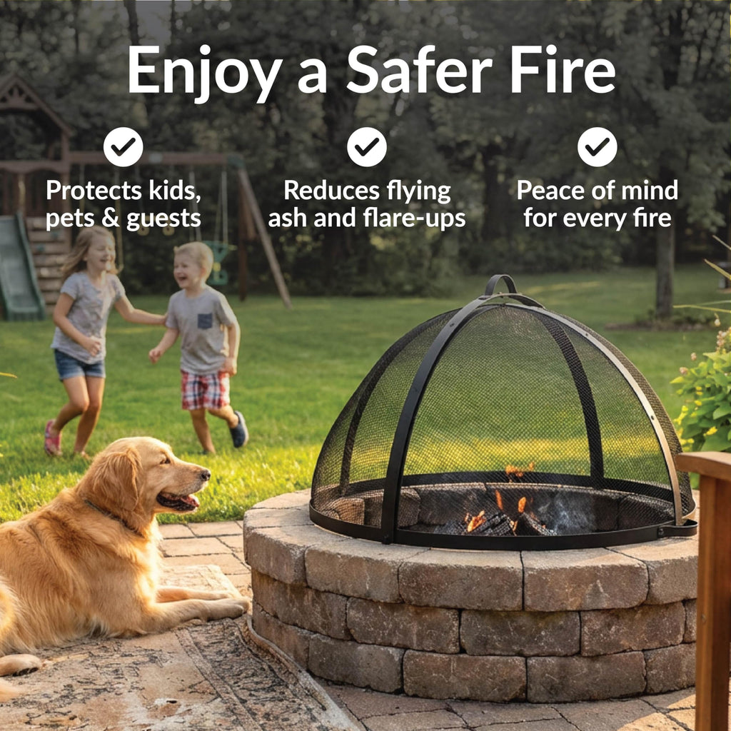 Outdoor Fire Pit Screen Cover, Round, Easy Access Door, 36" Dia