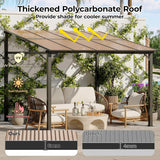 10' x 10' Lean to Gazebo, Hard Top Outdoor Pergola with Roof - Image 4