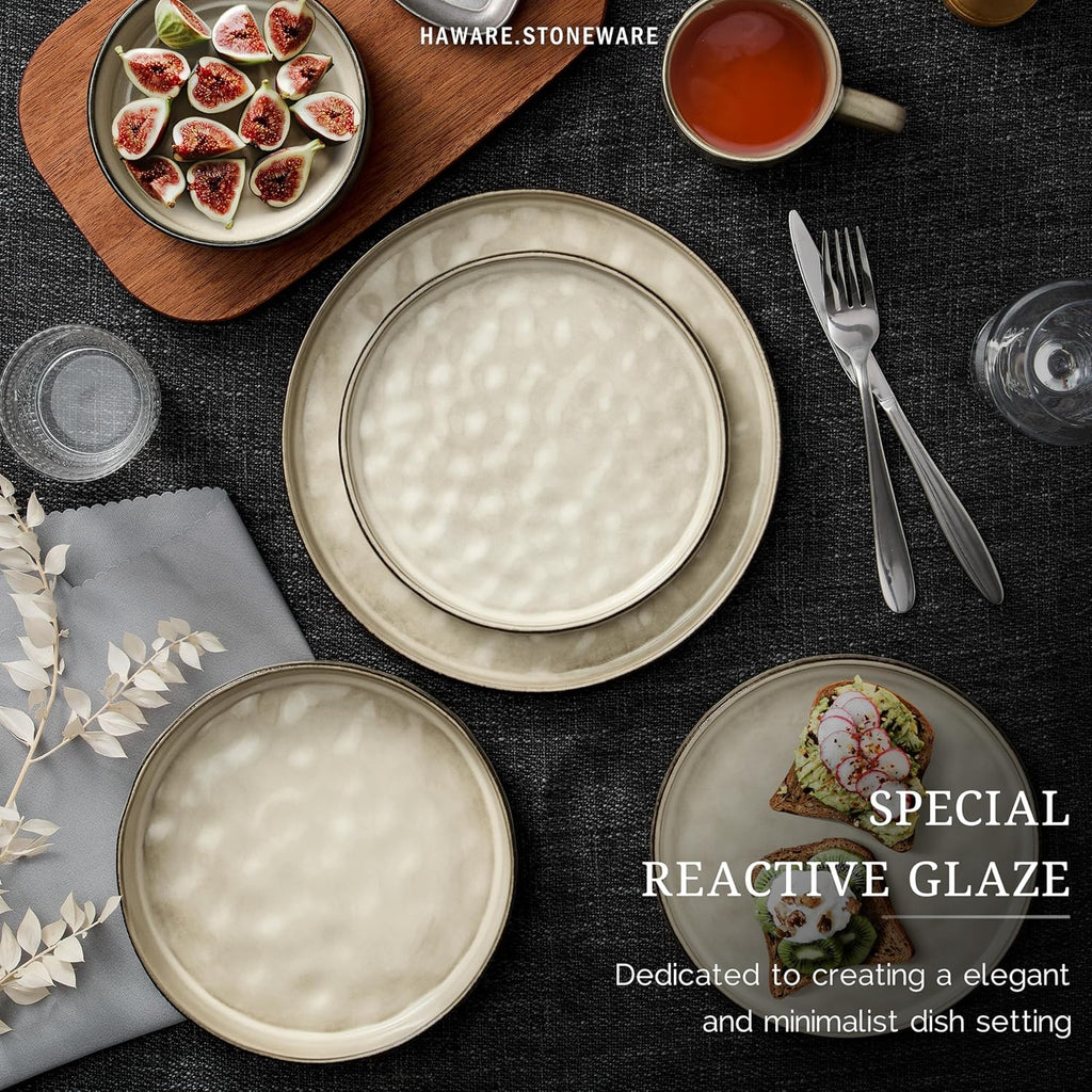 Dinnerware Sets, 12-Piece Plates and Bowls Set, Stoneware Dish Set for 4, Ceramic DinnerwareRestaurant