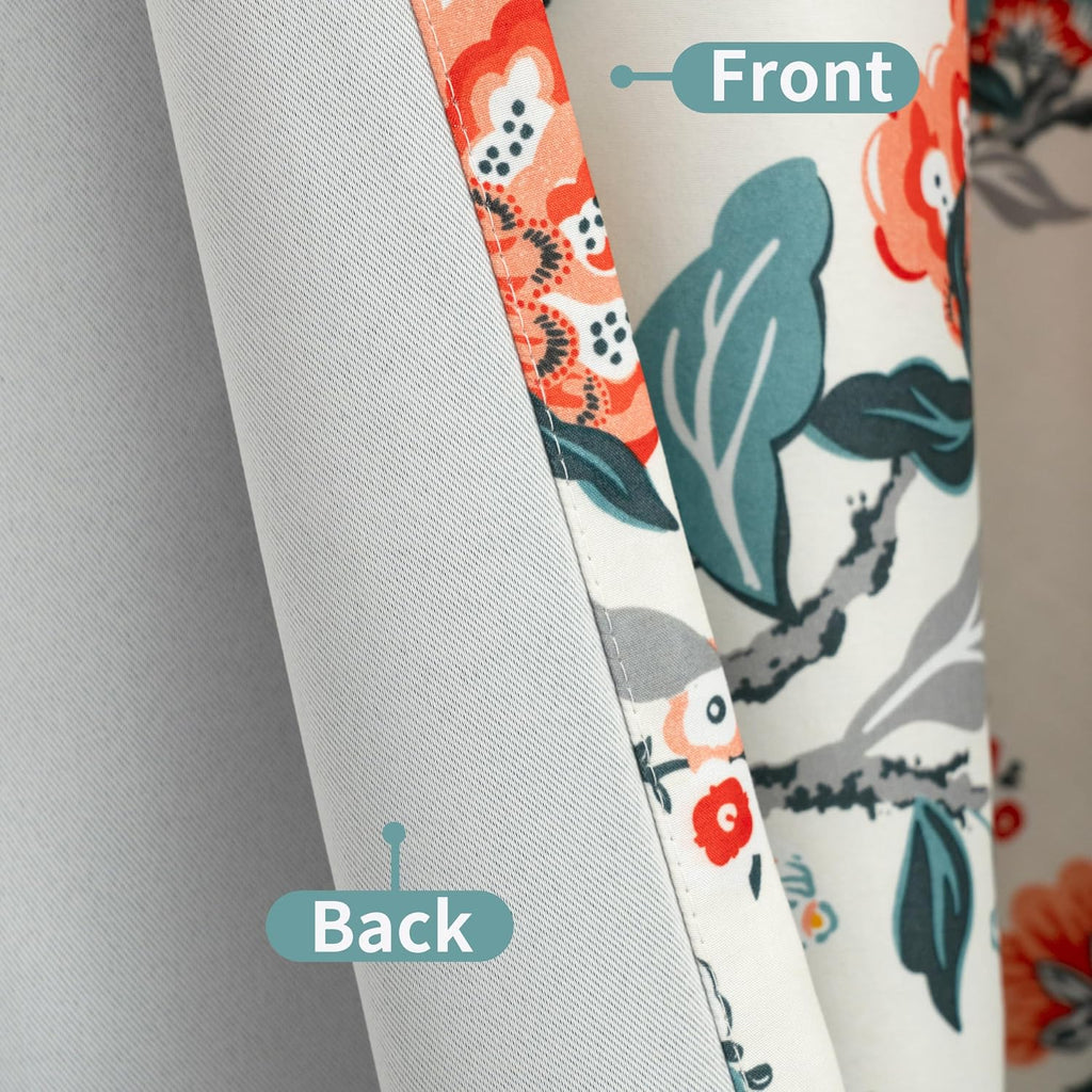 Ada Botanical Print Lined Flower Leaf Thermal Insulated Window Valance Rod Pocket by Plus